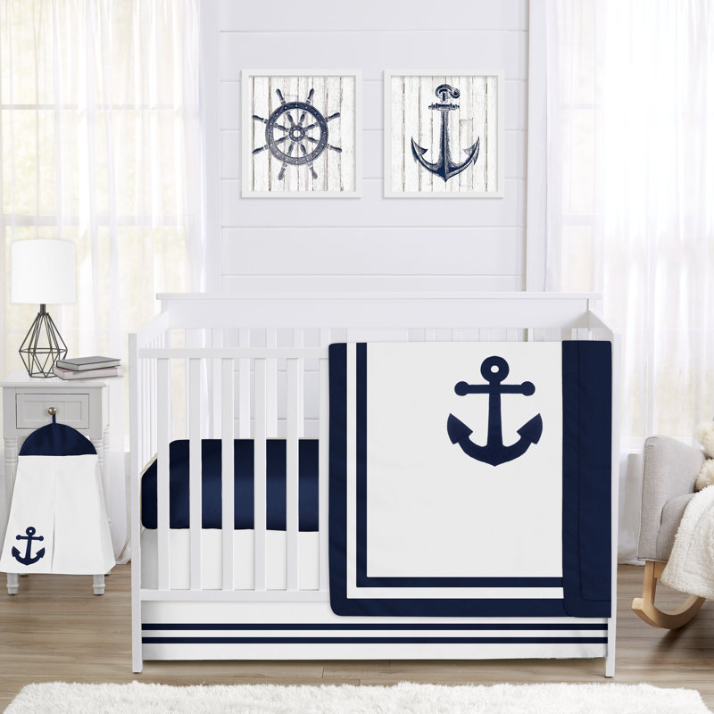 Sweet Jojo Designs Anchors Away 100 Cotton 4 Piece Crib Bedding Set